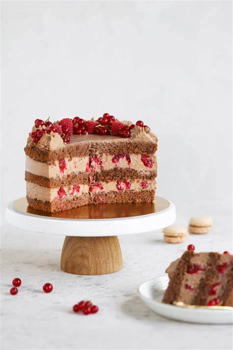 bela čokoladna torta z malinami