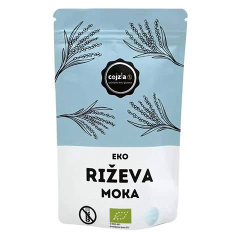 riževa moka v skledi z riževimi zrni
